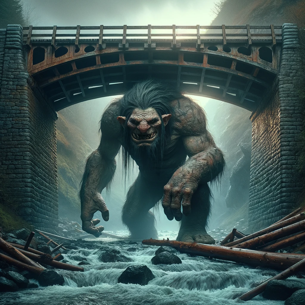 Giant troll beneath a bridge ready to tear up the path of any team