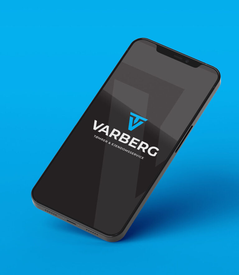 Mockup af et logo for Horsens tømrer på en iPhone skærm.